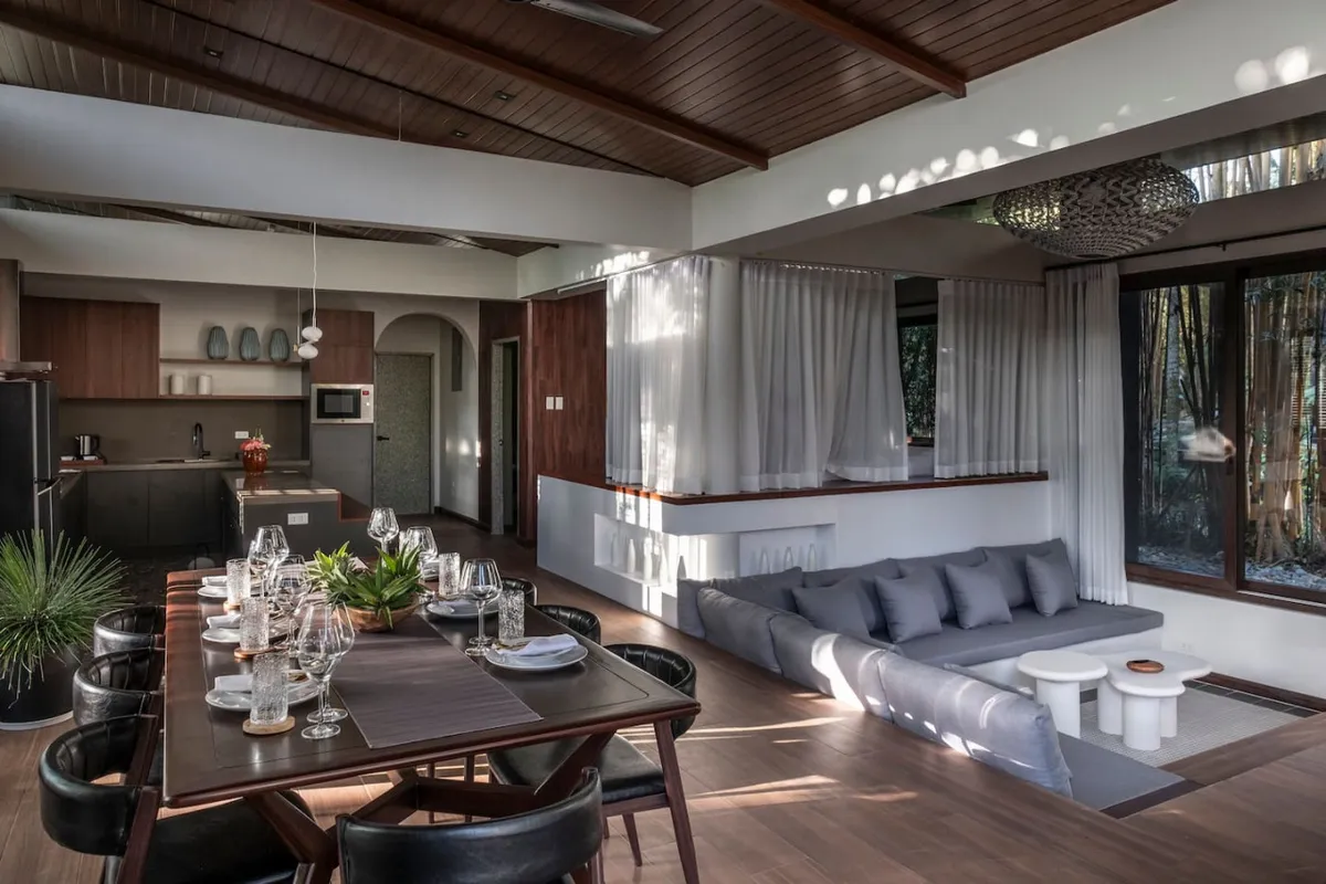 Open-plan dining and living space